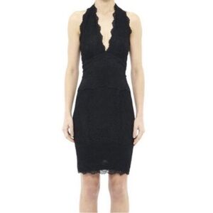 Nicole Miller Womens Dress Size S Black Lace Halter Sheath Knee Length